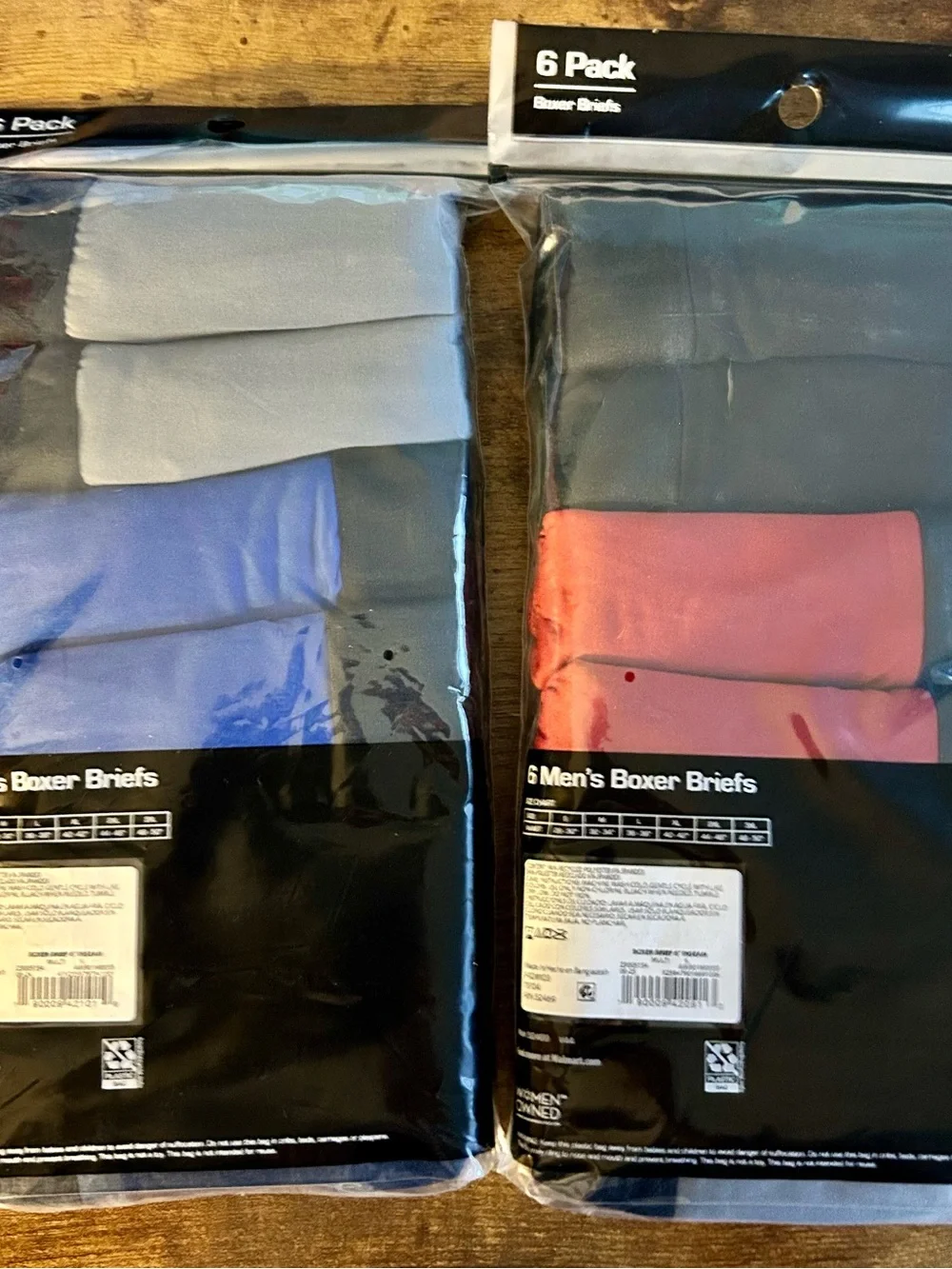 2 Packs of Athletic Works Men’s S Performance Stretch Boxer Briefs - Blue & Red